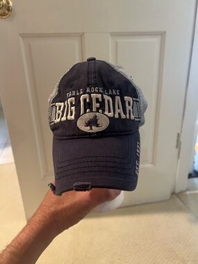 BIG CEDAR LODGE Navy and Gray Trucker Hat